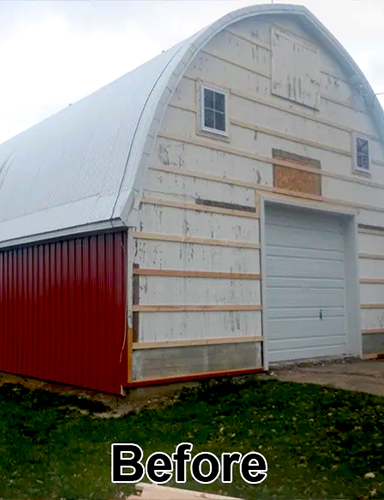 barn roofing before